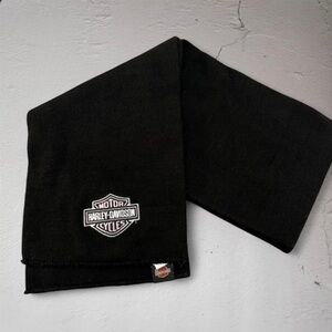 Authentic Harley-Davidson Black Knit Scarf Pink Embroidered Logo Made in USA